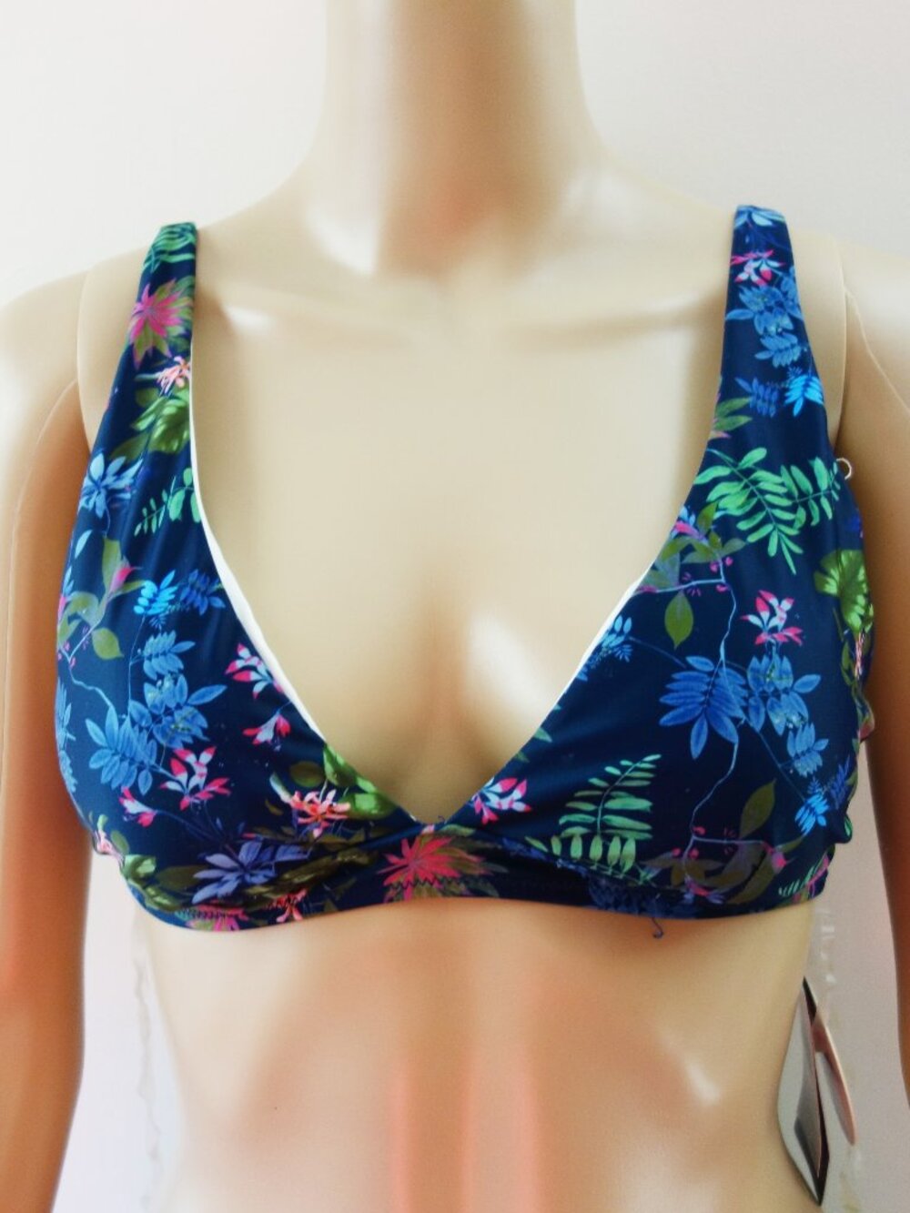 Birds of Paradise Tropical Blue Bikini Top (M) NWT!
